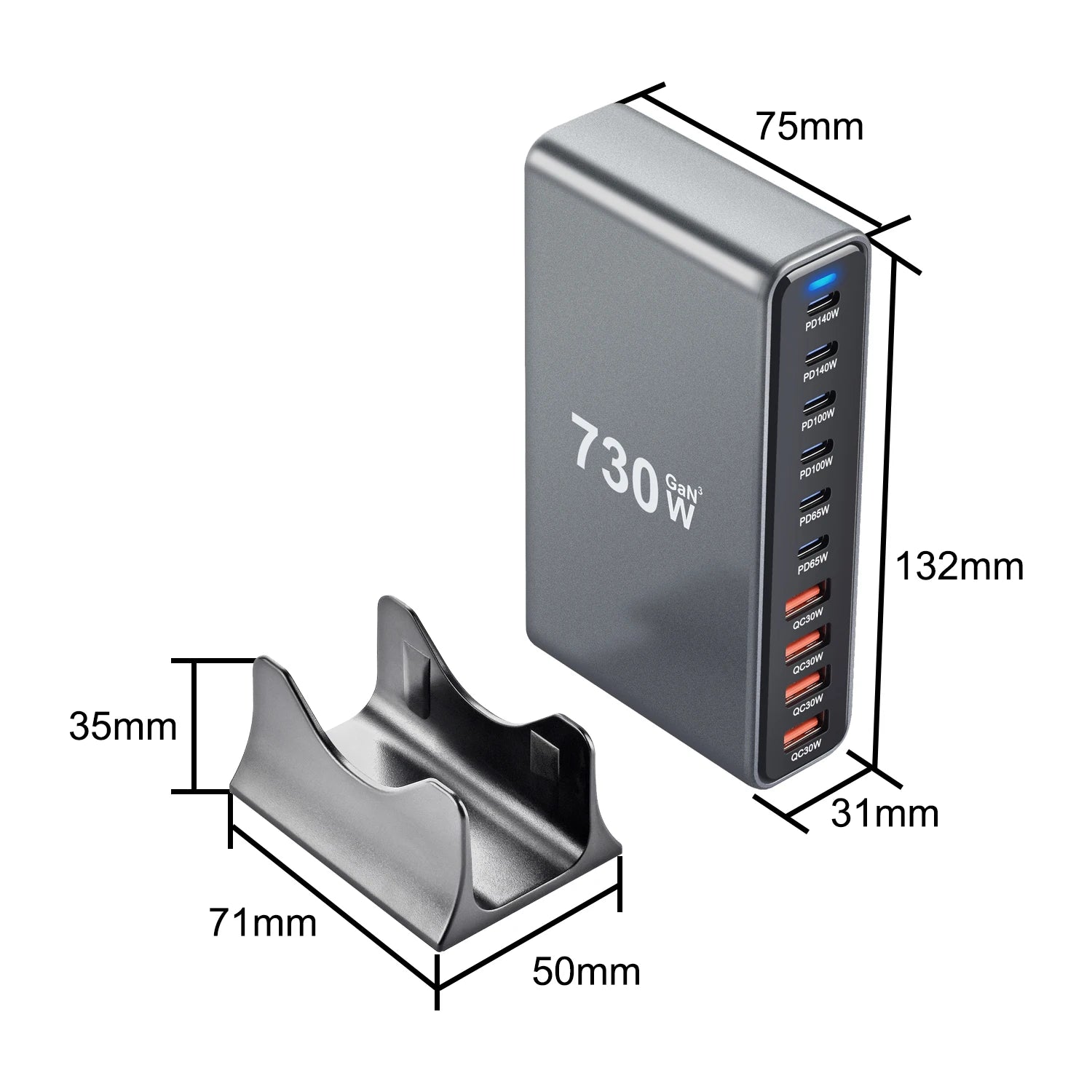 730W GaN 10-Port PD Fast Charger – Phones & Tablets