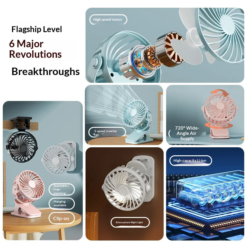 720° Rechargeable Clip Fan
