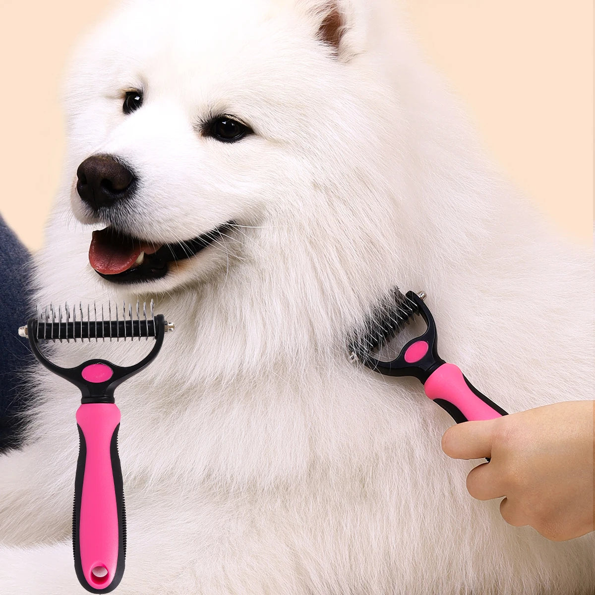 Pet Grooming Brush for Dogs & Cats – Double-Sided Knot & Hair Remover