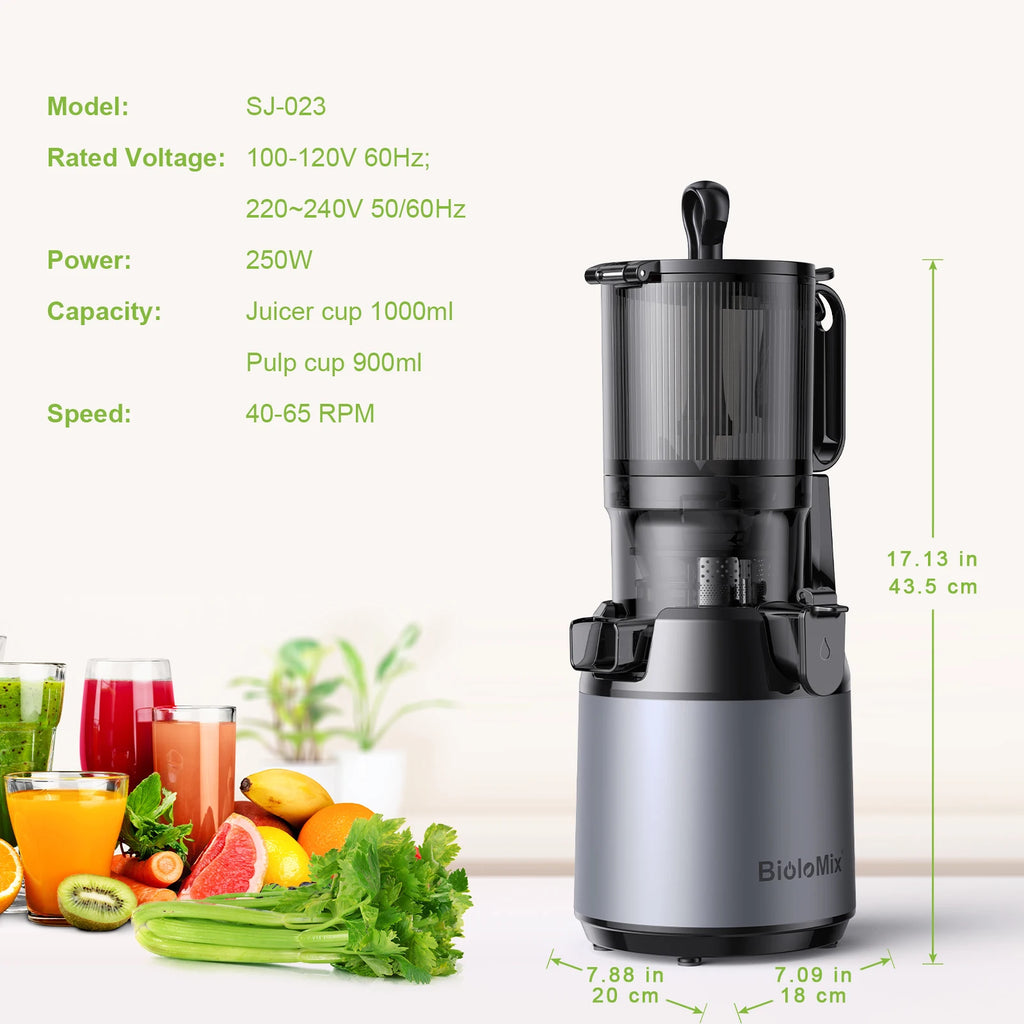 BioloMix Cold Press Juicer – Whole Fruits & Veggies, BPA-Free