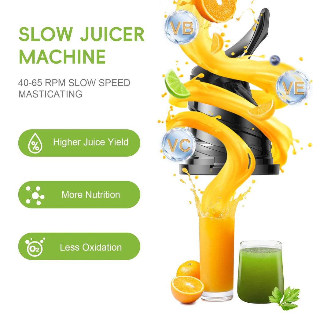 BioloMix Cold Press Juicer – Whole Fruits & Veggies, BPA-Free