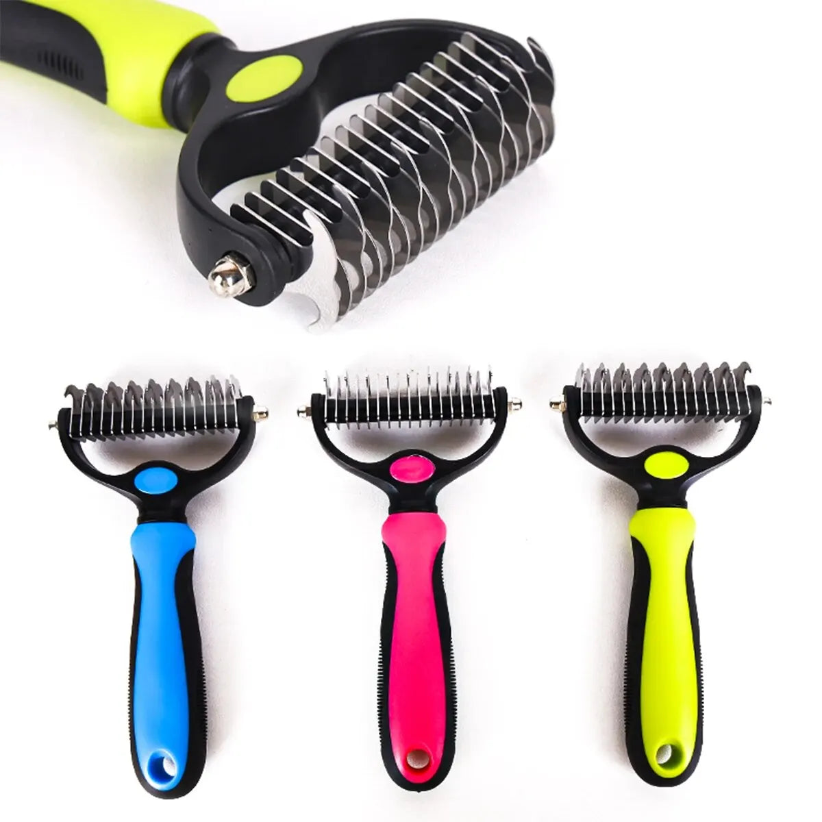Pet Grooming Brush for Dogs & Cats – Double-Sided Knot & Hair Remover